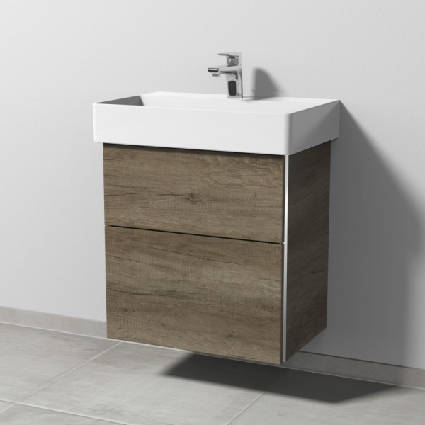Sanipa 3way Waschtischunterbau zu Duravit Dura Square Waschtisch mit 2 Auszügen, Eiche-Nebraska