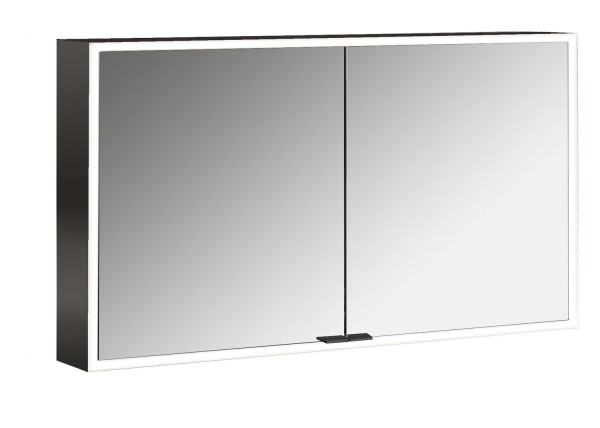 emco LED-Lichtspiegelschrank prime Facelift Aufputz, 1200 mm, 2-türig, IP 20, schwarz Rückwand versp