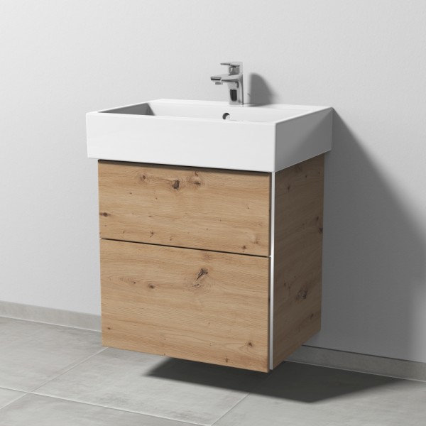 Sanipa 3way Waschtischunterbau zu Duravit Vero Air Waschtisch mit 2 Auszügen, Eiche Natural-Touch