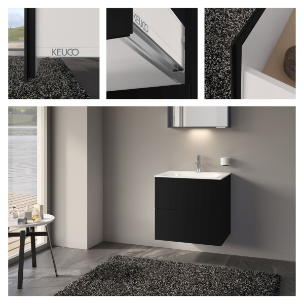 KEUCO X-Line Waschtischunterbau mit 2 Auszügen, 65 x 60,5 x 49 cm, vulkanit, 33153970000