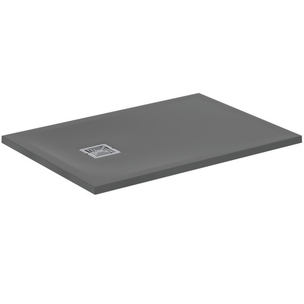 Ideal Standard Rechteck-Duschwanne Ultra Flat S + 1000x700mm Abl.25cm Mitte/Seite Grau, T5606FS