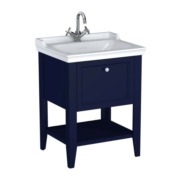 VitrA Valarte Set 65 cm Möbelwaschtisch + Waschtischunterschrank 1 Lade Stahlblau (Lack),65775