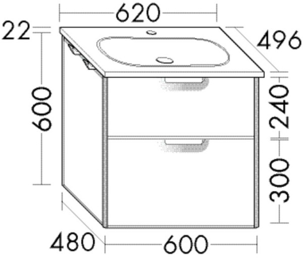 Burgbad Keramik Waschtisch-Set Vry Eiche Dekor Urban/Alpinweiss, SGUX063F6020C0001