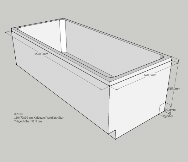 Neuesbad Wannenträger für Kaldewei Dyna Set/Star Nr.632/633 160x70x39