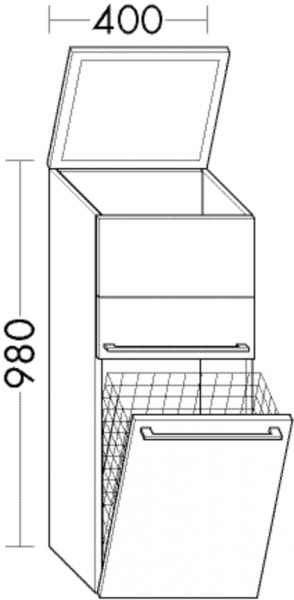 Burgbad Halbhochschrank Bel HGL 980x400x360 Weiß Hochglänzend, UHHC040F0590