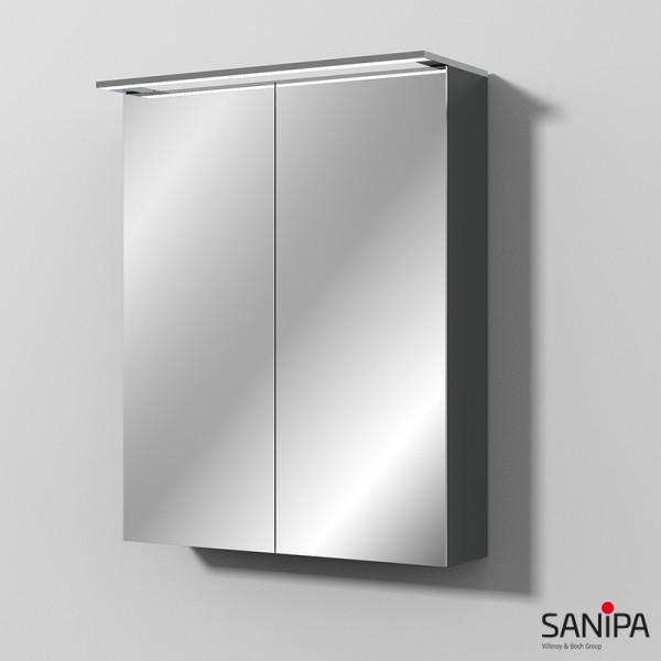 Sanipa Reflection Spiegelschrank MALTE 60 mit LED-Aufsatzleuchte, Anthrazit-Matt