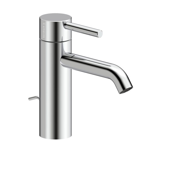 Herzbach DEEP Waschtischmischer M-Size 130mm mit Zugstangen-Ablaufgarnitur Chrom, 18.023100.2.01