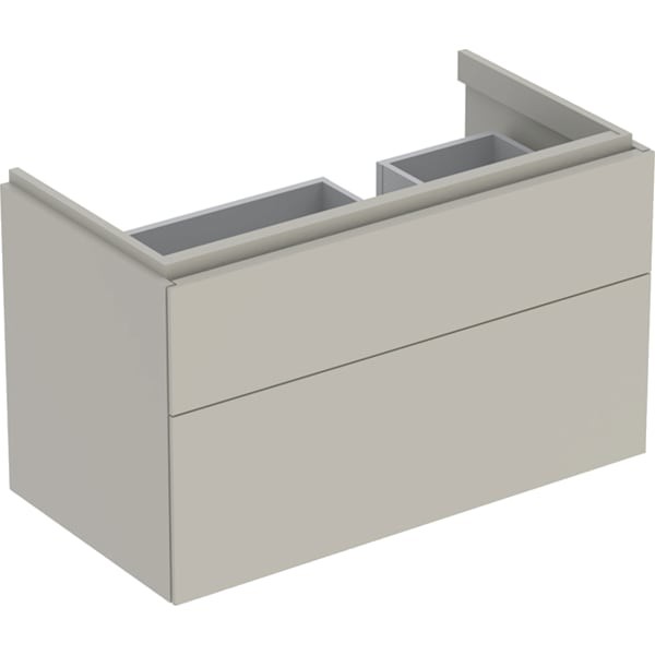 Geberit Xeno2 Unterschrank f. Waschtisch m. Ablagefläche links m. 2 Schubladen, 88x53x46,2cm, greige