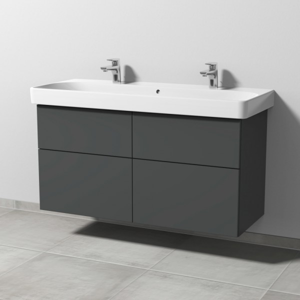 Sanipa 3way Waschtischunterbau zu Geberit Smyle Square Waschtisch mit 4 Auszügen, Anthrazit-Matt
