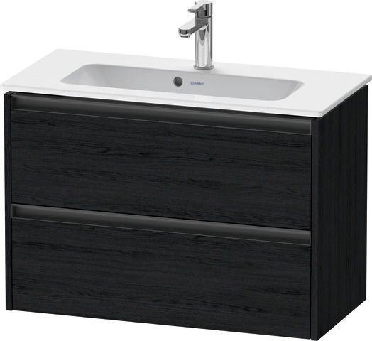 Duravit Ketho.2 Waschtischunterbau wandhängend Eiche Schwarz Matt 810x390x549 mm - K25256016160000
