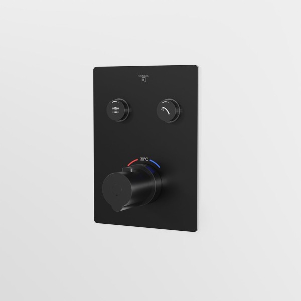 Steinberg Unterputzthermostat, mit pushtronic, m. Mengenregulierung, für 2 Verbraucher, schwarz matt