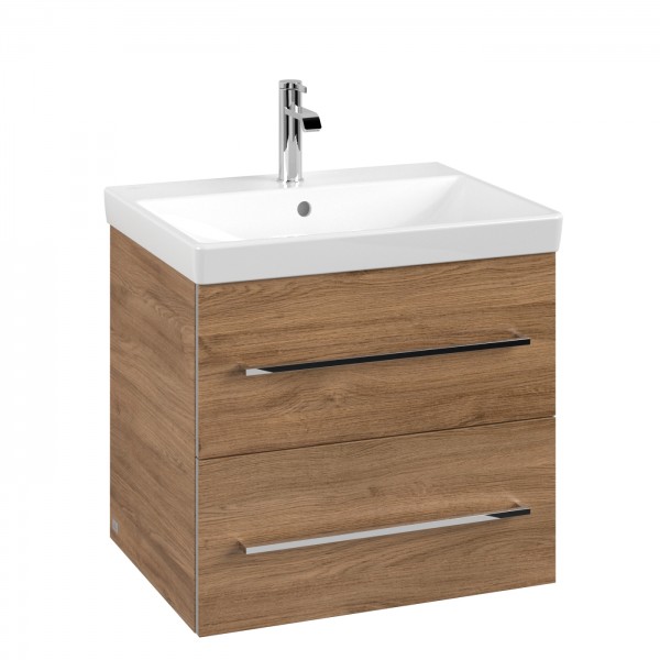 Villeroy & Boch Avento Waschbeckenunterschrank, 2 Auszüge, 576 x 514 x 452 mm, Kansas Oak