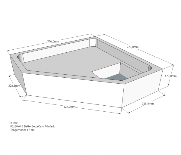 Neuesbad Wannenträger für Bette Caro 80x80x6,5 Fünfeck