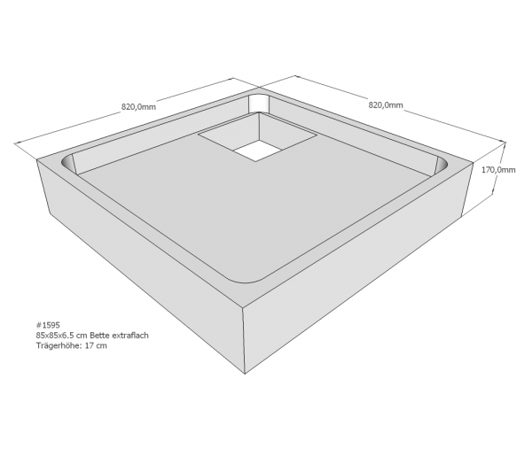 Neuesbad Wannenträger für Bette extraflach 85x85x6,5