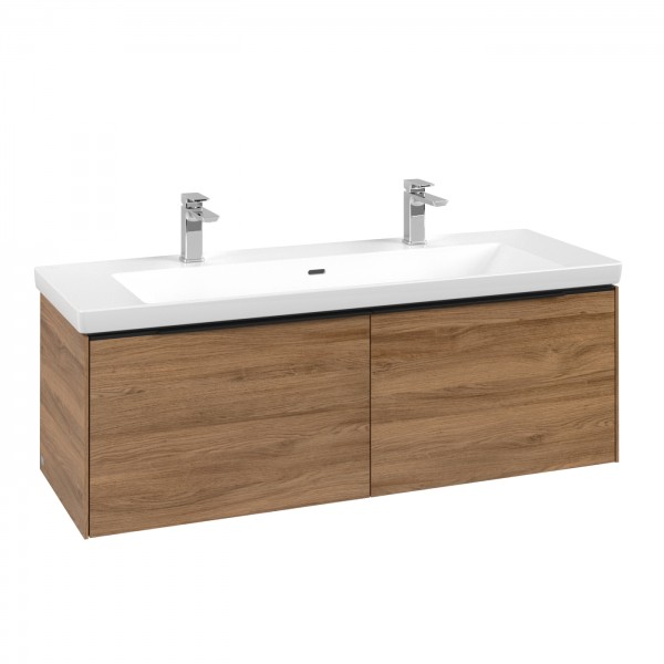 Villeroy & Boch Subway 3.0 Waschbeckenunterschrank, mit Beleuchtung, 2 Auszüge, 1272 x 432 x 462 mm,