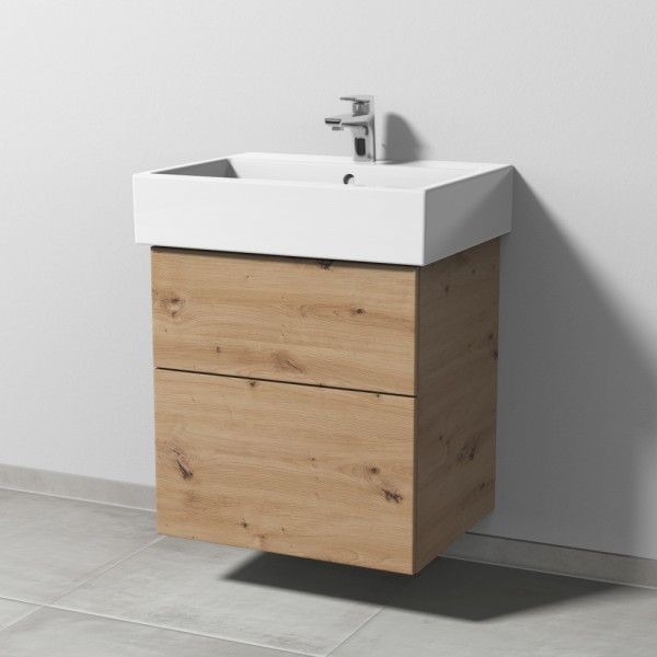 Sanipa 3way Waschtischunterbau zu Duravit Vero Air Waschtisch mit 2 Auszügen, Eiche Natural-Touch
