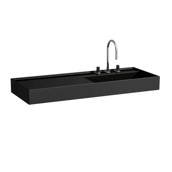 LAUFEN Waschtisch Kartell · LAUFEN 460x1200 o. Hl. o. uel. Ablg. li schwarz glzd