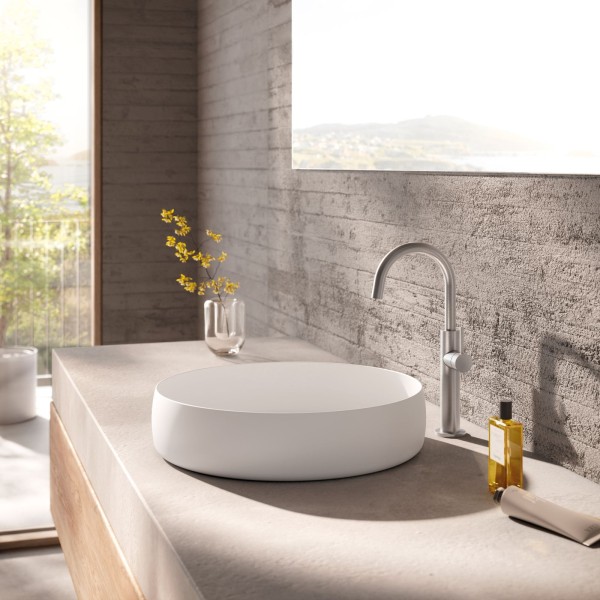 Herzbach DEEP iX Waschtischmischer Slim L-Size Griff seitlich ohne Ablauf Edelstahl, 18.023420.2.09