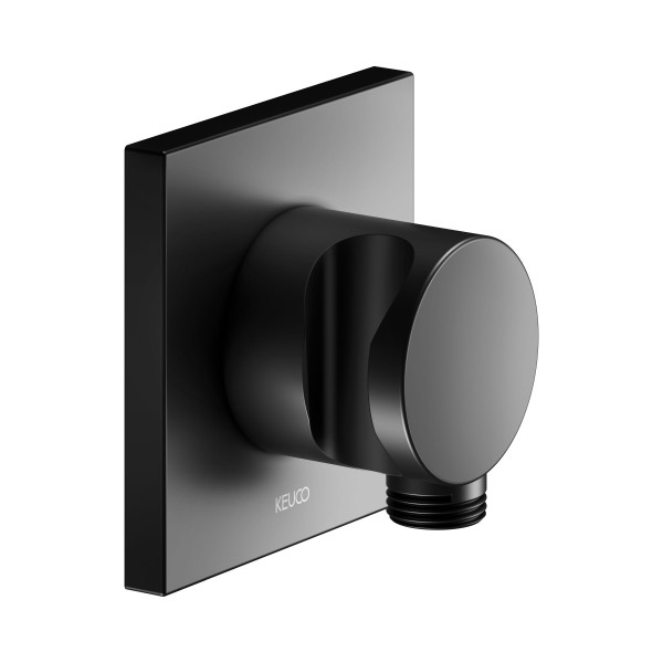 Keuco IXMO Black Selection Schlauchanschluss mit Brausehalter, eckig, schwarz matt