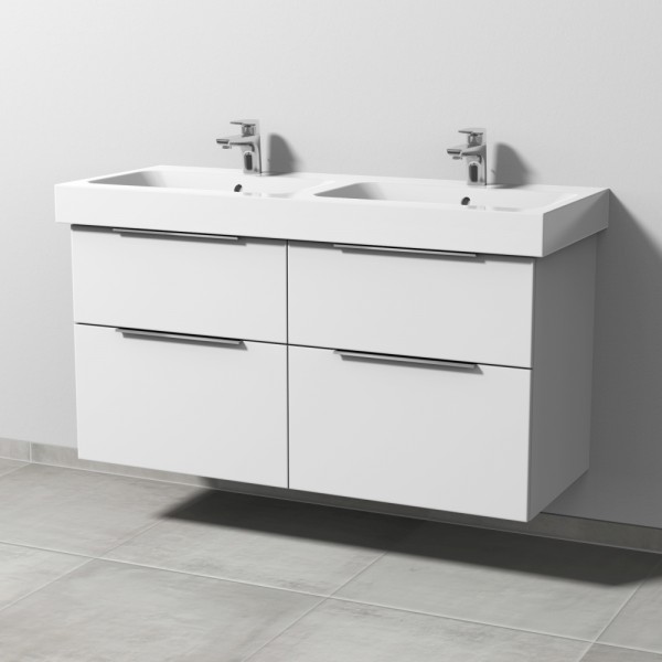 Sanipa 3way Waschtischunterbau zu Geberit iCon Waschtisch mit 4 Auszügen, Weiß-Soft