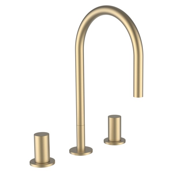 LAUFEN 3-Loch Waschtischmischer Kartell LAUFEN Schwenkauslauf Ausladung 166 mm ohne Ablaufventil PVD