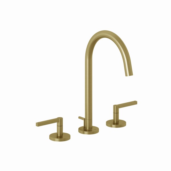 Kludi NOVA FONTE Waschtischarmatur PURISTIC Dreilochmontage Brushed Gold, 20143N015