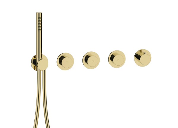 Herzbach MODUL7 PUSH Thermostat-Farbset 3 Verbraucher PVD Gold, 70.703003.1.03