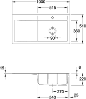 Vorschau: Villeroy & Boch Vorschau: Villeroy & Boch Einbauspüle Subway Style 60 1000x510mm Ablgarn. IB re Keram. Snow White cplus, 33610