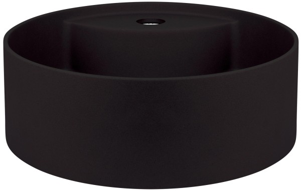 Neuesbad Serie 600 Mineralguss Aufsatzwaschtisch mit Armaturenbank, schwarz matt, D: 360mm
