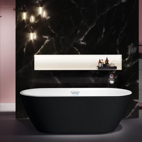 Riho freistehende Badewanne Inspire 180 cm aussen schwarz matt / innen weiss, B085004220