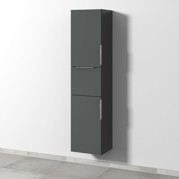 Sanipa 3way Hochschrank mit 2 Türen und 1 Auszug, Anthrazit-Matt