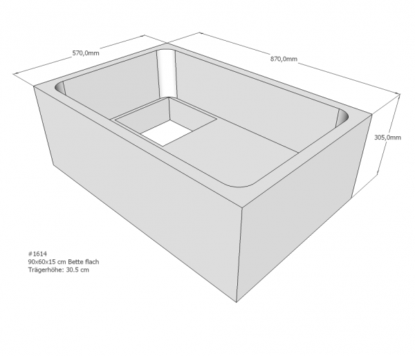 Neuesbad Wannenträger für Bette flach 60x90x15