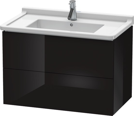 Duravit L-Cube Waschtischunterbau wandhängend Schwarz Hochglanz 820x469x558 mm - LC626504040