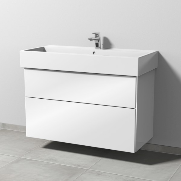 Sanipa 3way Waschtischunterbau zu Duravit Vero Air Waschtisch mit 2 Auszügen, Weiß-Glanz