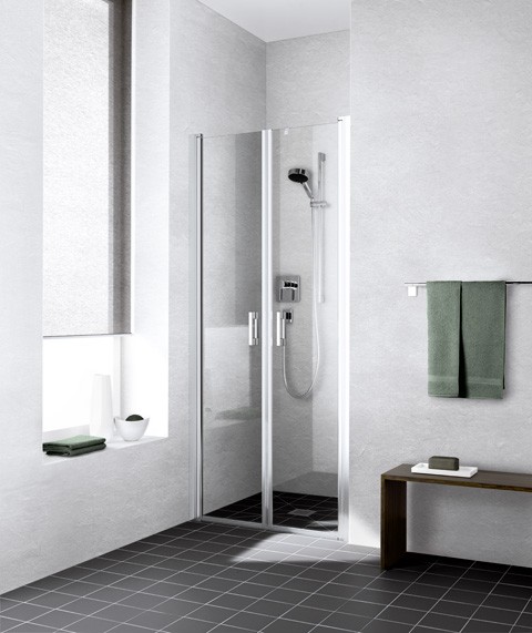 Kermi Pendeltür Liga PTD 0780x1850, silber mattglanz ESG klar mit KermiClean