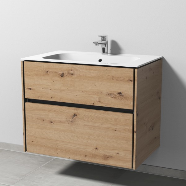 Sanipa Twiga Keramik-Set Finion mit 2 Auszügen, Eiche Natural-Touch, SL26085