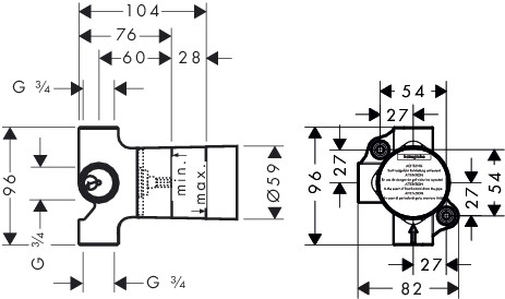 Hansgrohe Ab- und Umstellventil Trio Axor Grundkörper universal, 16982180