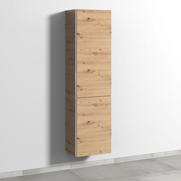 Sanipa 3way Stauraumschrank mit 1 Tür und 1 Wäschekorbklappe, Eiche Natural-Touch