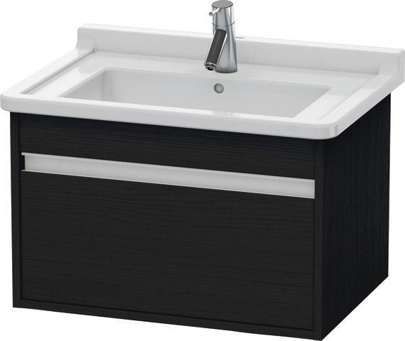 Duravit Ketho Waschtischunterbau wandhängend Eiche Schwarz Matt 800x455x410 mm - KT666401616