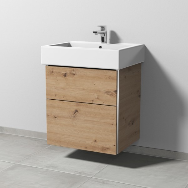 Sanipa 3way Waschtischunterbau zu Duravit Vero Waschtisch mit 2 Auszügen, Eiche Natural-Touch