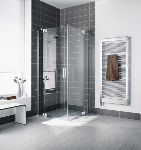 Kermi Eck-Halbteil links Filia XP EPL 0830x1850, silber hochglanz, ESG Opaco mit KermiClean