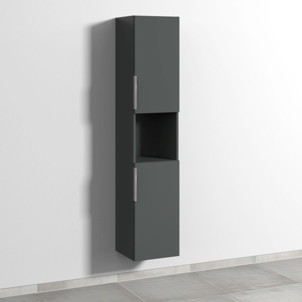 Sanipa 3way Hochschrank mit 2 Türen und 1 offenem Fach, Anthrazit-Matt