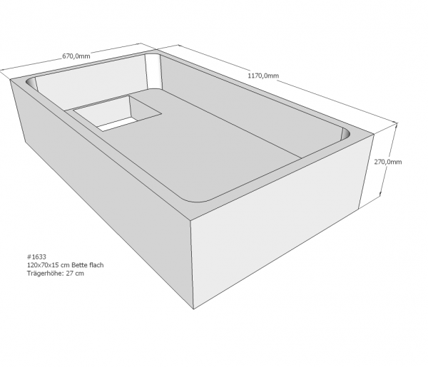 Neuesbad Wannenträger für Bette flach 120x70x15