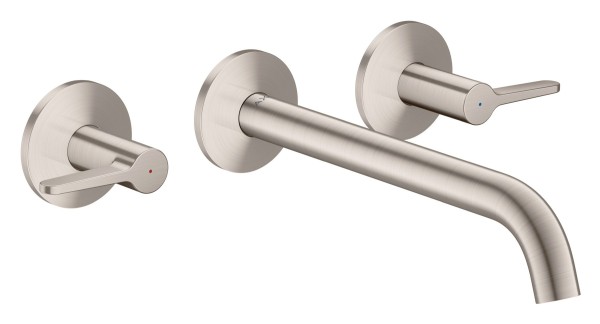 Hansgrohe 3-Loch Waschtischarmatur AXOR One Unterputz Wandm. 220mm Hebelgriff edelstahl optik, 4816