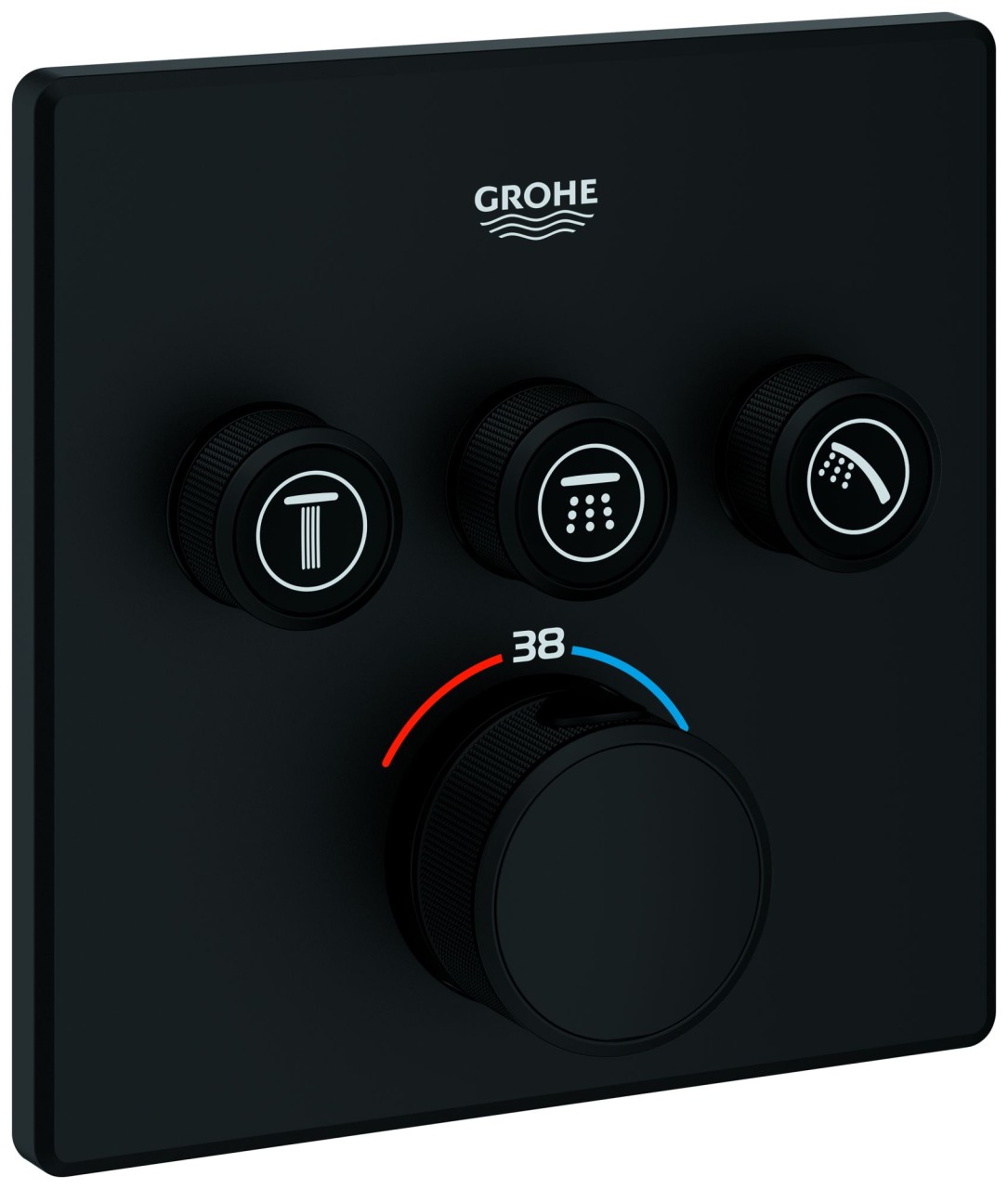 GROHE Thermostat Grohtherm SmartControl 102167 eckig FMS 3 ASV phantom black, 102167KF00 102167KF00