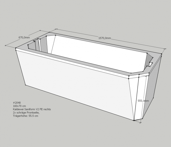 Neuesbad Wannenträger für Kaldewei Saniform/Star 160x70 FE re, V4 (2s)