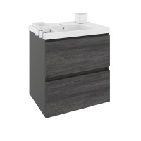 Cosmic B-Box Waschtisch Cosmic B-Box Waschtisch (Kunstharz) Mit Unterschrank, 61X45,5X69Cm, Anthrazit - Front Schiefer Natur