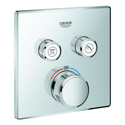 Grohe Thermostat Grohtherm SmartControl 29124 eckig FMS 2 Absperrventile chrom, 29124000