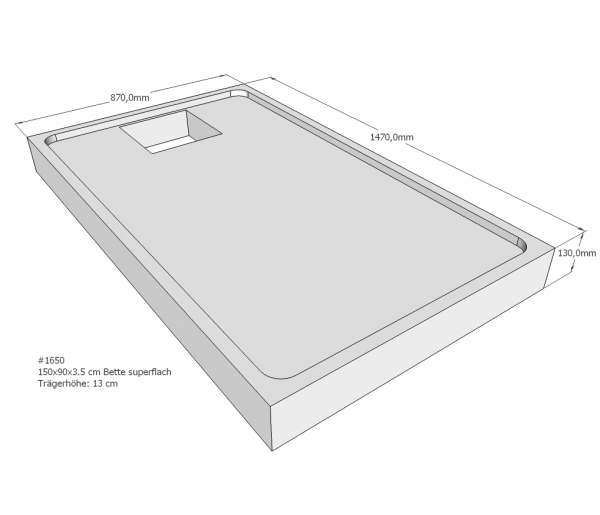 Neuesbad Wannenträger für Bette superflach 150x90x3,5