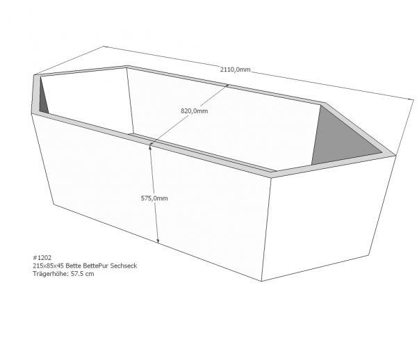 Neuesbad Wannenträger für Bette Pur 215x85 6-Eck